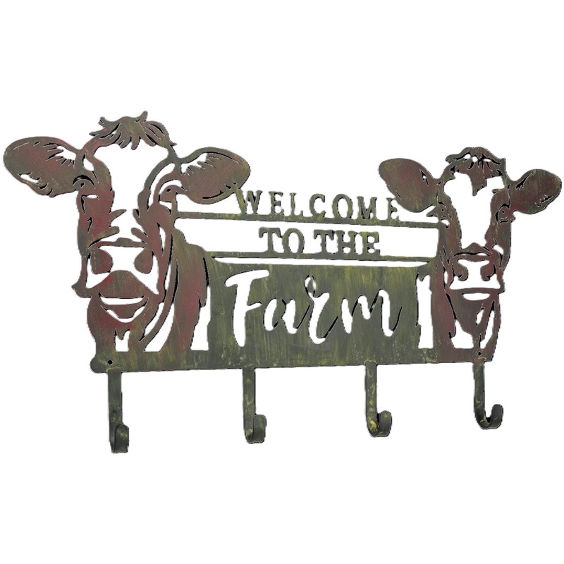 Tough1 Welcome To The Farm Cow 4 Hook Rack