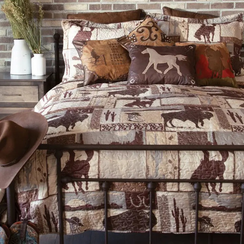 Wrangler Vintage Cowboy Southwestern Quilt Set ~ Twin