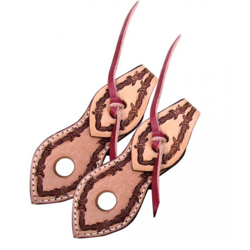 #176805: Showman Barbwire tooled light leather slobber straps