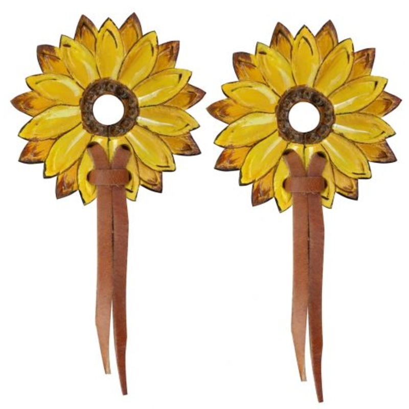 #176927: Showman  hand painted sunflower leather bit guards