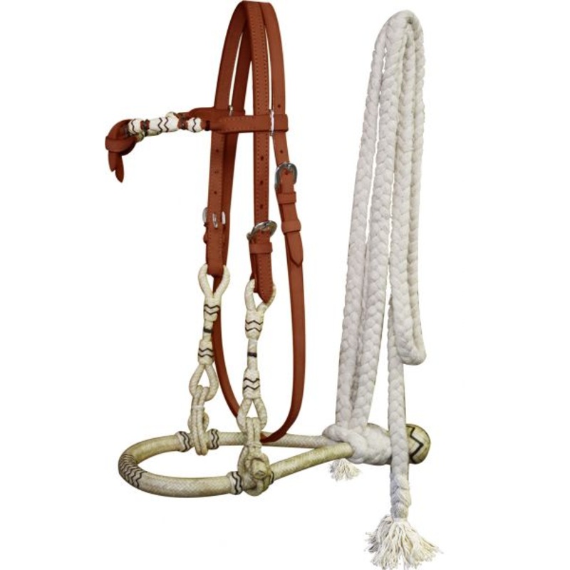 #3309: Showman Fine quality rawhide core show bosal with a cotton mecate rein