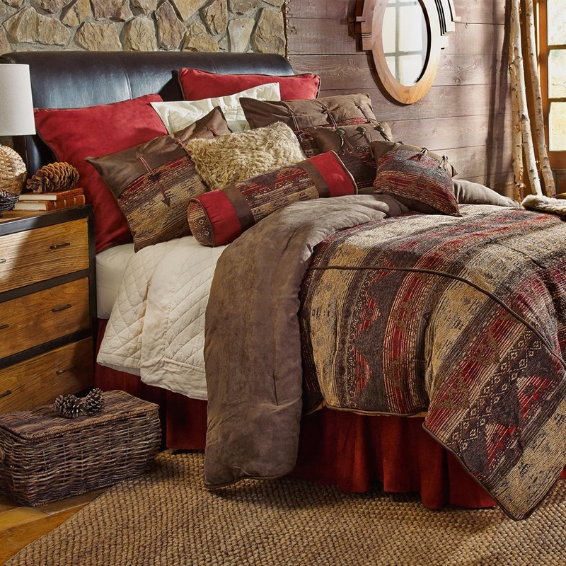 7-PC Comforter Set – Red / Tan / Brown Full WESTERN STYLE