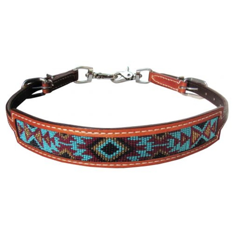 #176600: Showman Medium leather wither strap with navajo design inlay