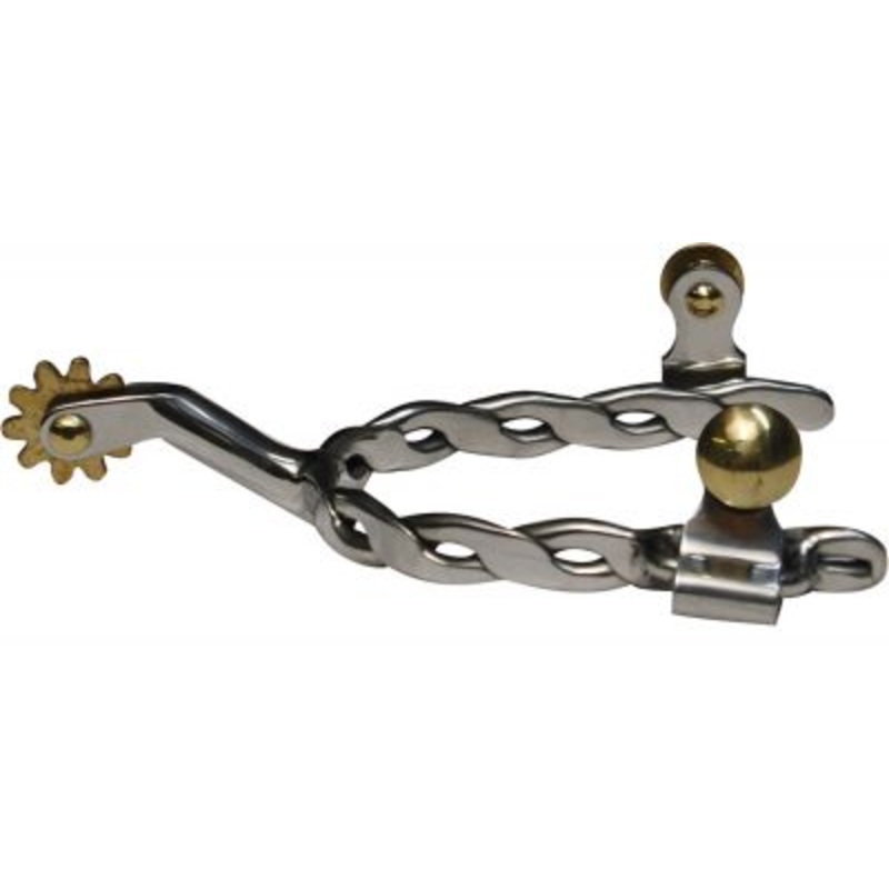 #258860: Showman Stainless Steel Twisted Band Spur