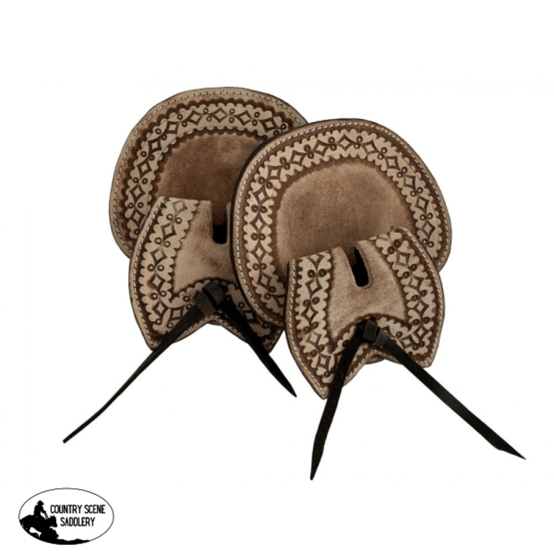 14733 Showman  Flap Style Tooled Leather Cinch Buckle Guard