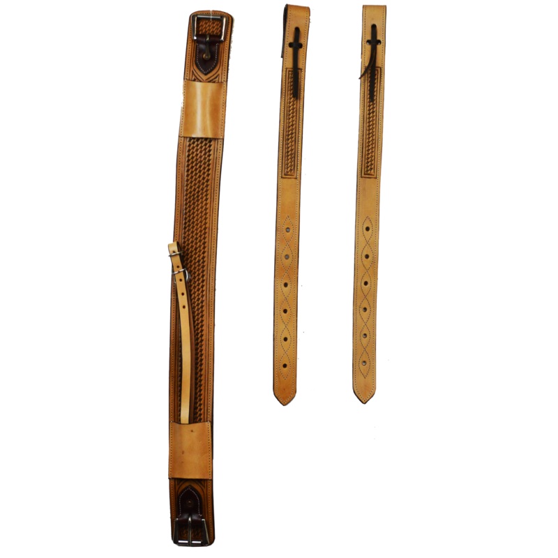 3″ Tooled Rear Girth Set (Basketweave)