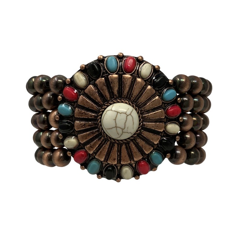 Western Navajo Pearl Beaded Stretch Bracelet – Concho