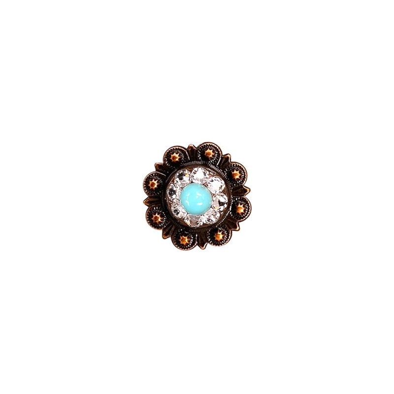 Fashion Turquoise & Clear Copper 1″ European Crystal Concho