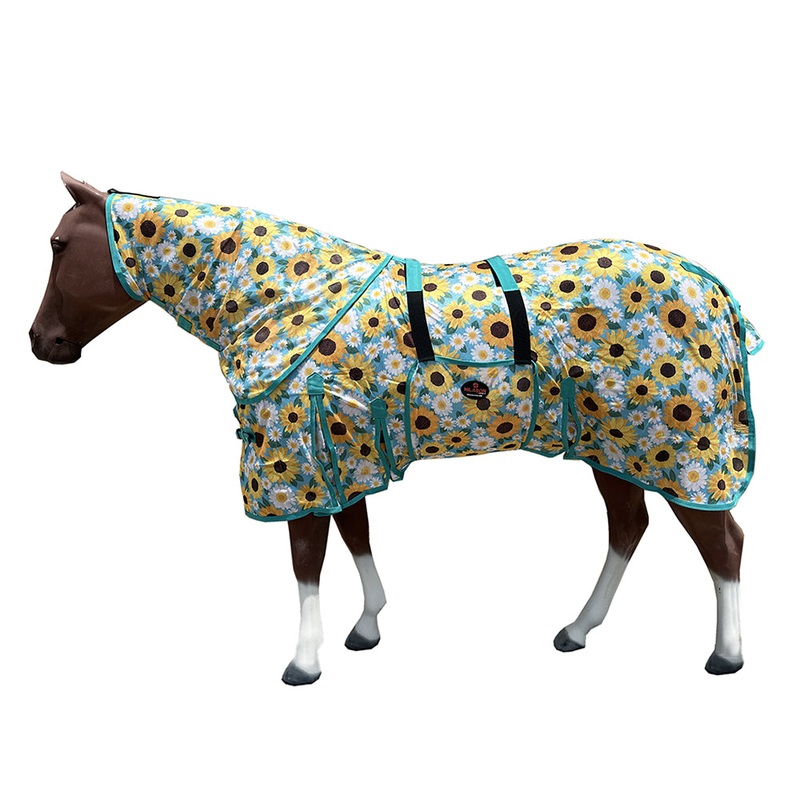 66 In – 84 In Hilason Horse Fly Sheet With Neck Uv Protect Mesh Bug Mosquito Summer Sunflower