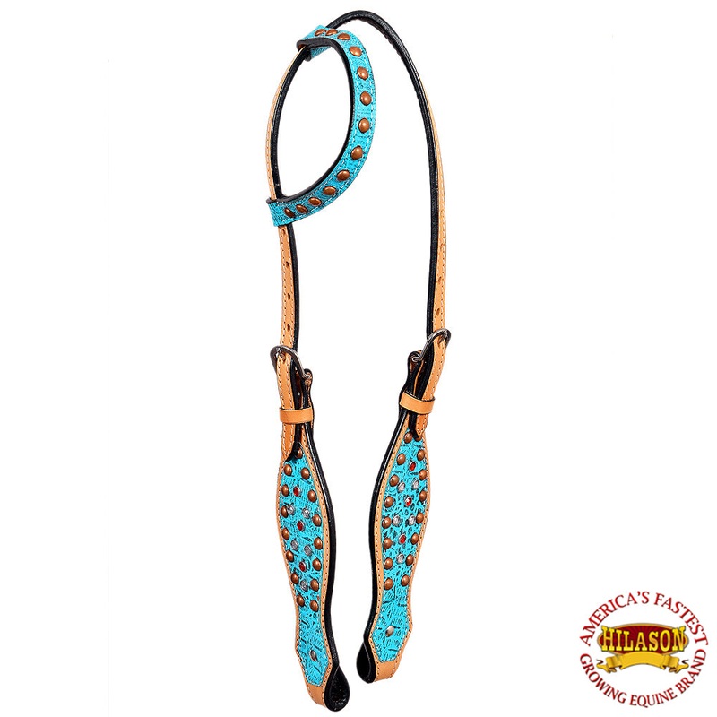 HILASON Western Horse One Ear Headstall Bridle American Leather Crocodile | Headstall for Horses Western | Horse Headstall | Western Headstalls for Horses | Headstalls for Horses | Western Headstall