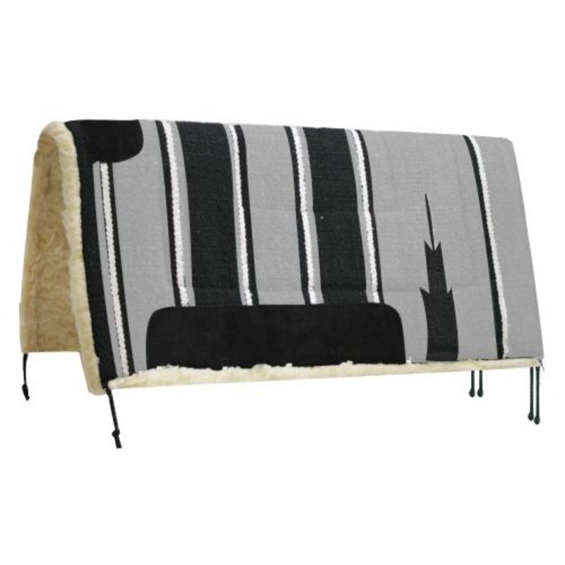 #6114: Showman 30″ x 30″ Navajo saddle pad with Kodel fleece bottom and suede wear leathers