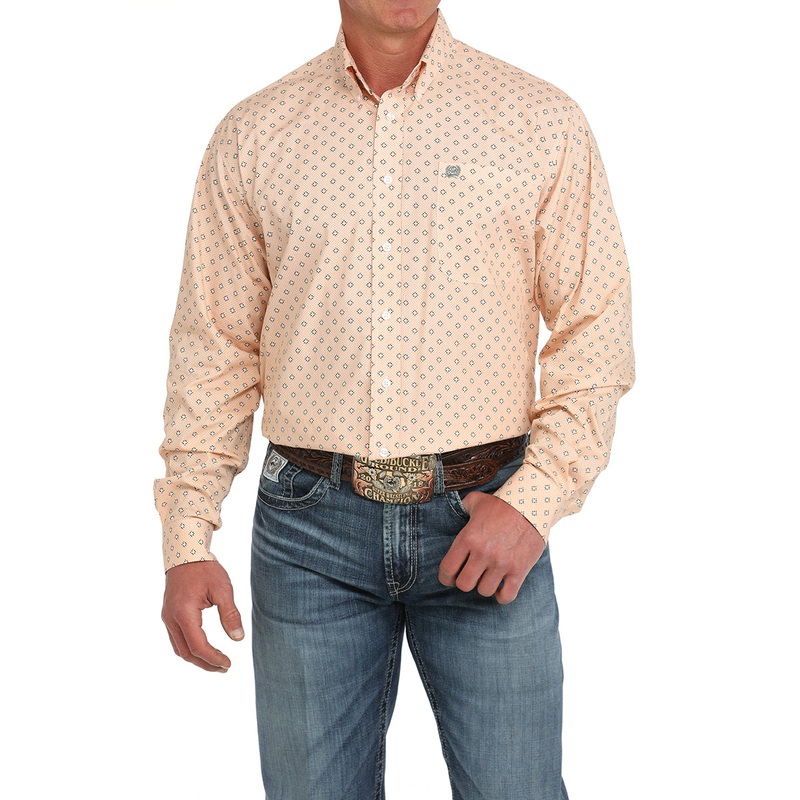 Cinch Men’s Long Sleeve Orange Print