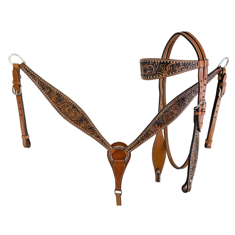 Showman Floral Browband Bridle and Breast Collar Set