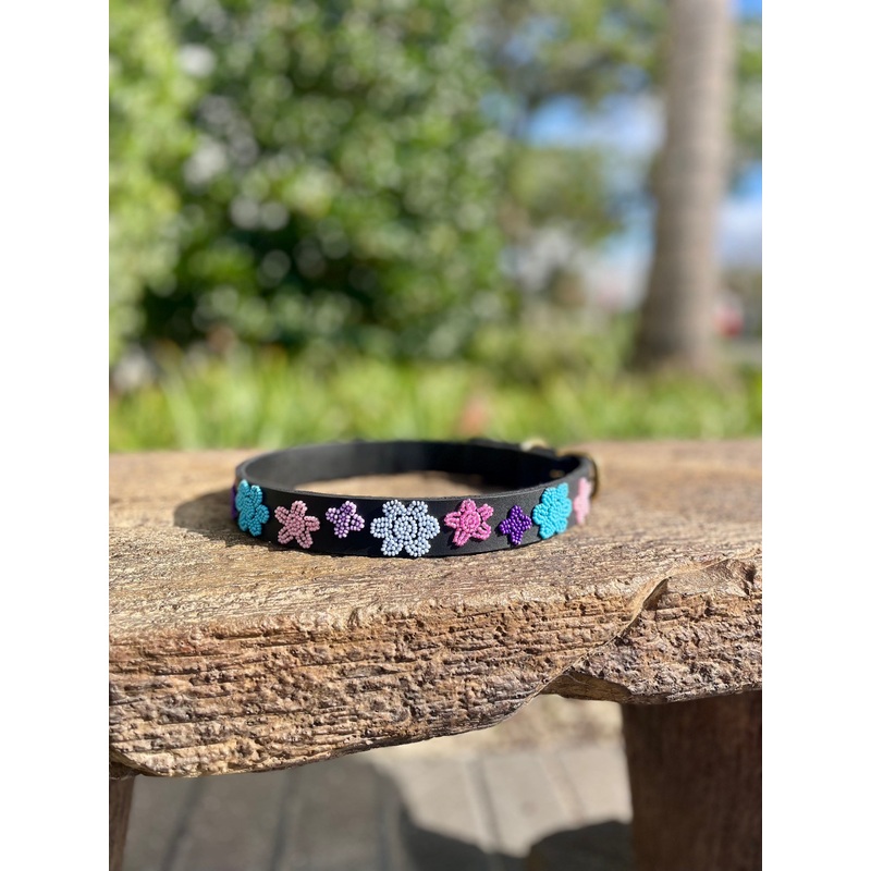 “Spring Blossoms” Beaded Dog Collar – Custom