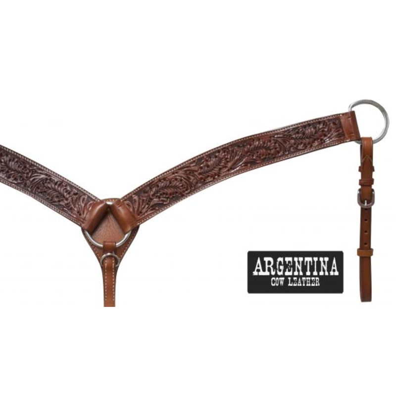#13484: Showman  Argentina cow leather tooled breast collar