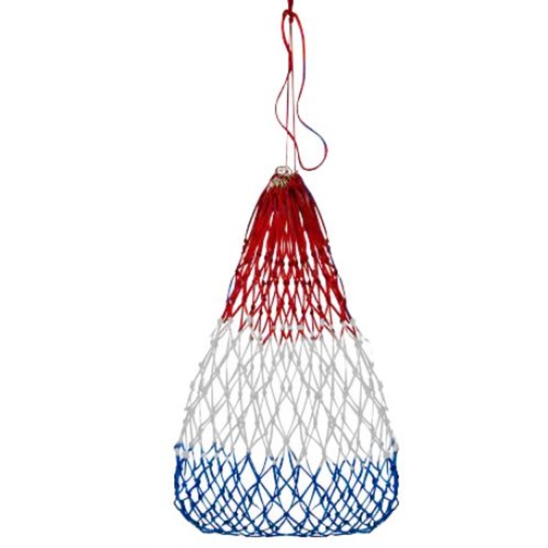 #24814: Red, white and blue 22″ W x 36″ H Slow feed hay net