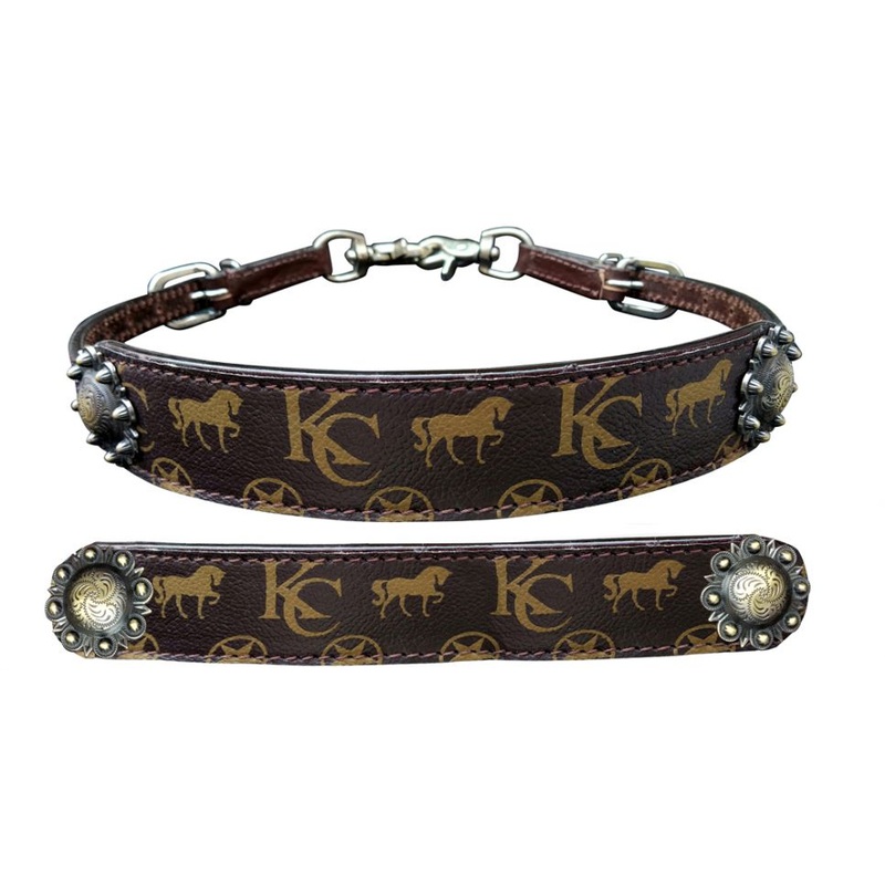 Klassy Cowgirl Argentina Cow Leather Wither Strap with motif overlay