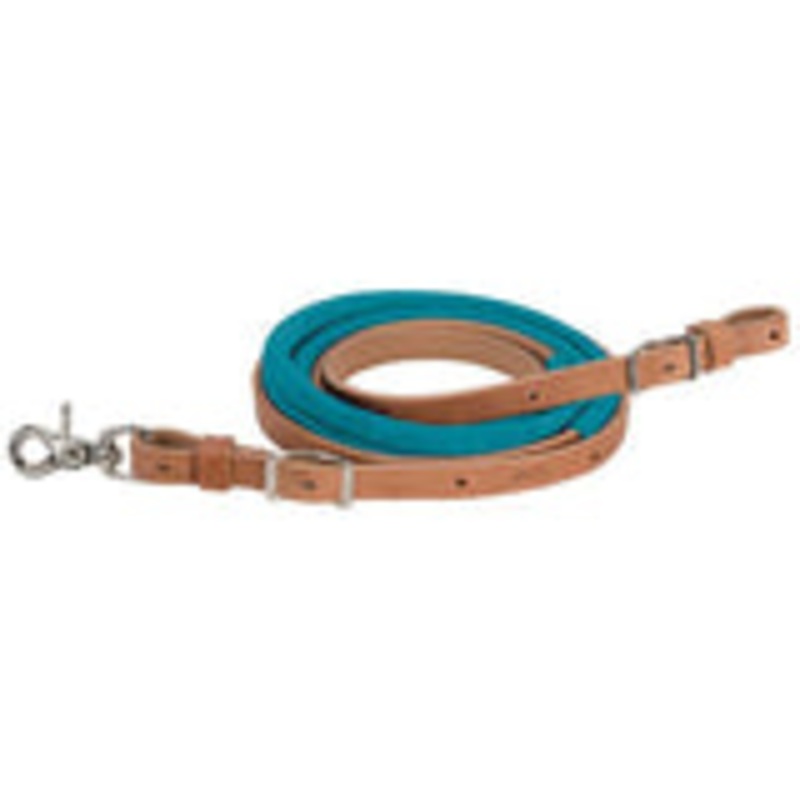 Suede Covered Barrel Rein – Turquoise