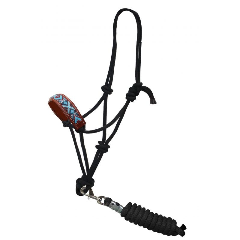 #16172: Showman  beaded nose cowboy knot rope halter