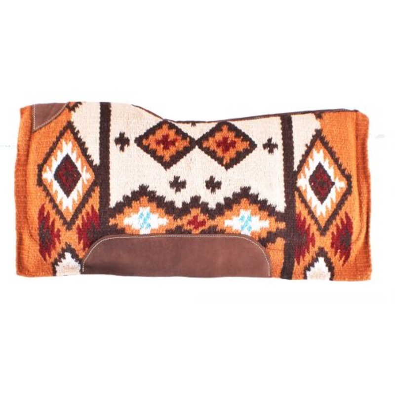 #4998: Showman 34″ x 36″ Brown and Orange memory felt bottom saddle pad