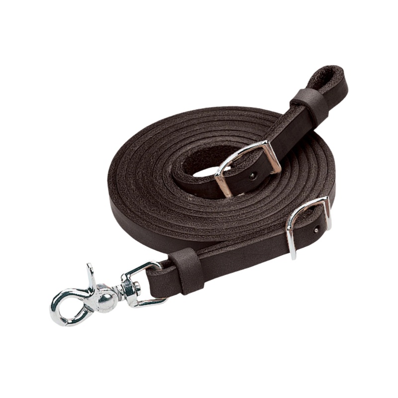 Black Leather Roper Rein, 5/8″ x 7