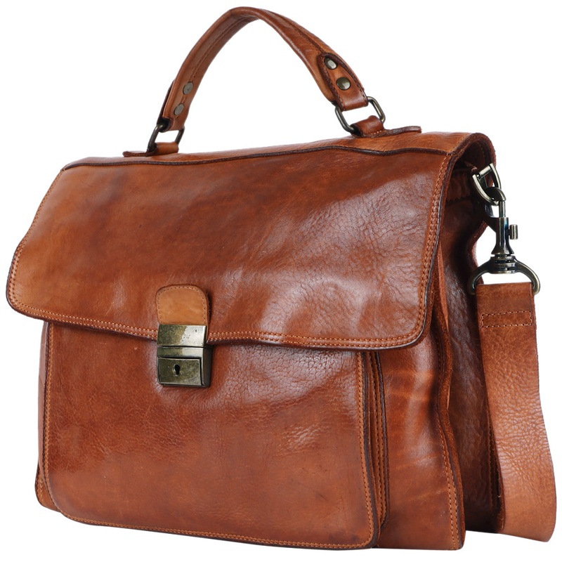 Spaghetti Western Swc171Tan Briefcase Vintage Handmade Drum Dyed Genuine European Cowhide Leather Women Bag WesternHandbagPurse