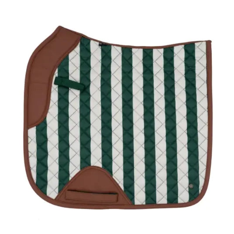 16 Cypress Caramel Stripe – Green & Cognac Saddle Pad