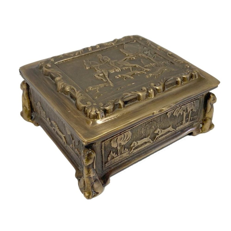 4 1/2″ Antiqued Brass Trinket Box