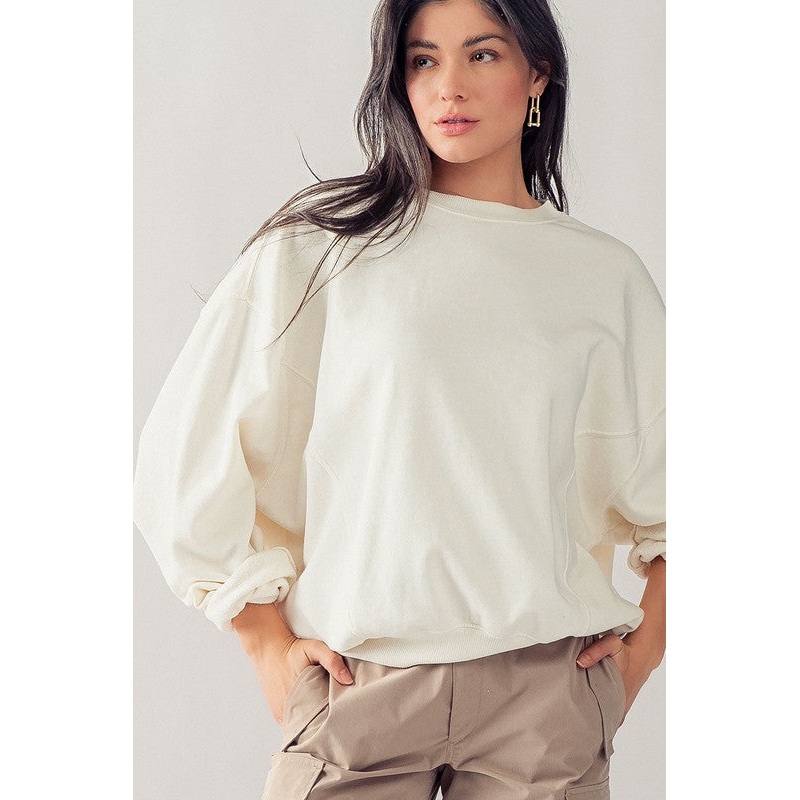 ORGANIC LAZY DAYS PIGMENT WASHED SWEATSHIRT TOP