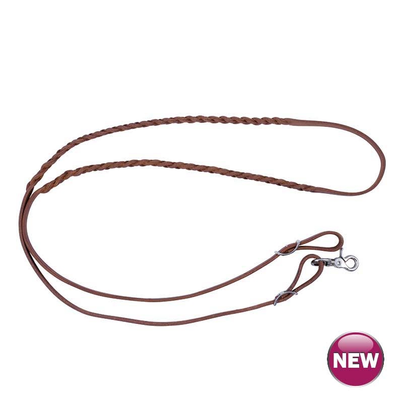 Partrade 5/8 x 80  3 Plait Harness Leather Adjustable Barrel Racing Reins