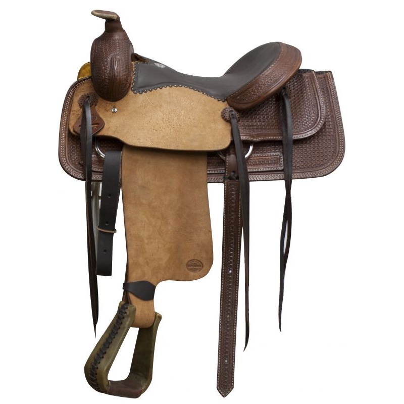 16″ Blue River Saddle with dark oil tooled skirt #9602016