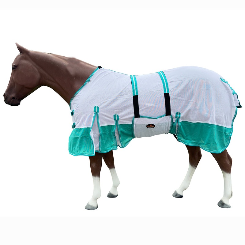 66 In – 84 In Hilason Horse Fly Sheet Uv Protect Mesh Bug Mosquito Summer White/Turquoise