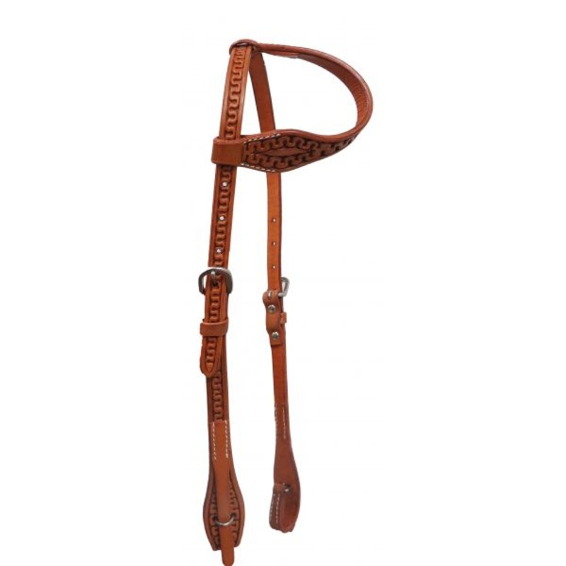 #72035: Showman  Argentina cow leather headstall with serpentine tooling and quick change bit loop