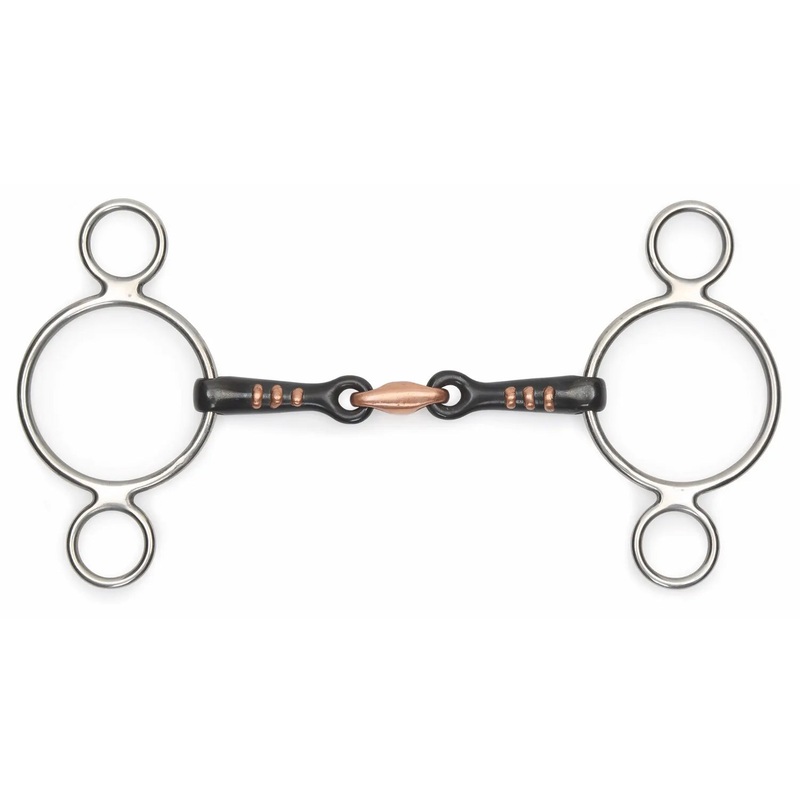Shires Two Ring Sweet Iron Gag with Raised Ribs Bit