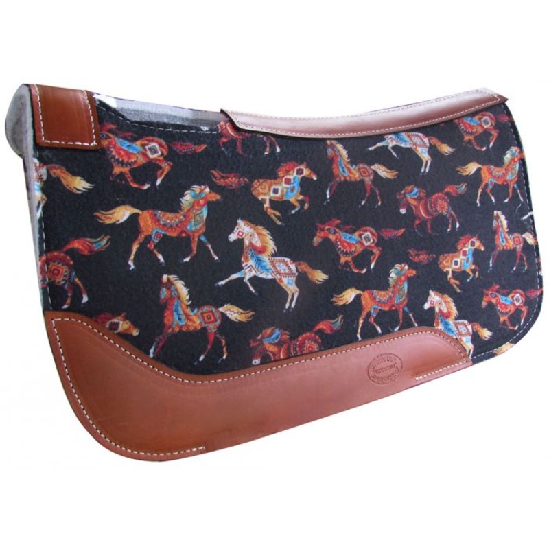 #23095: Showman  PONY SIZE24″ x 24″ Tribal Horses printed solid felt saddle pad