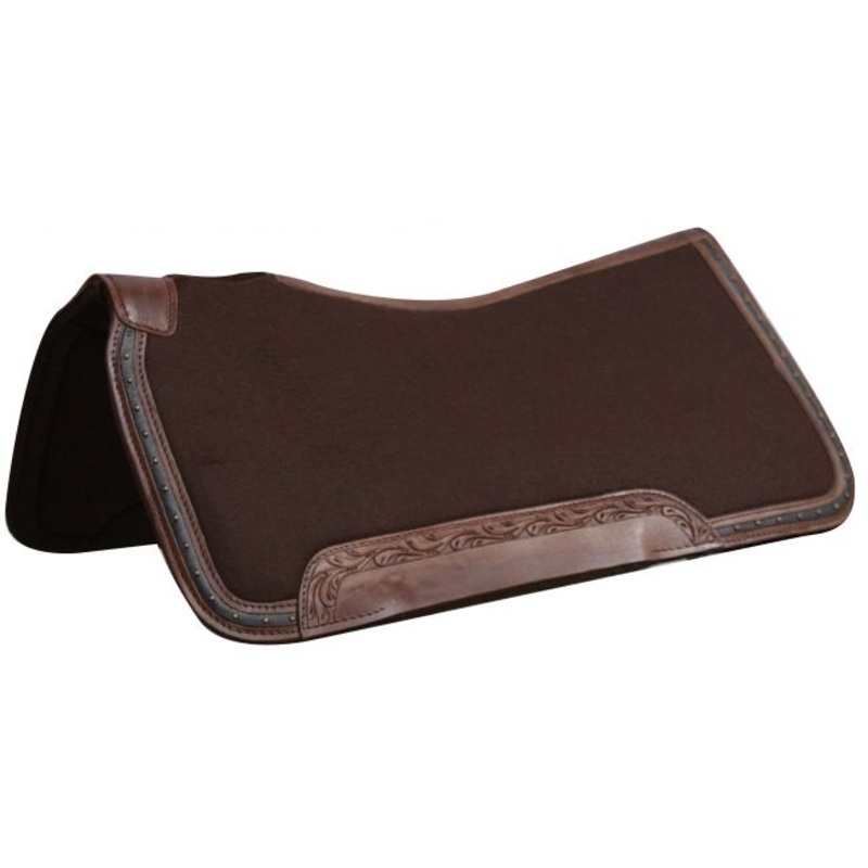 31″ x 32″ 100% Wool top, memory felt bottom saddle pad with leather trim
