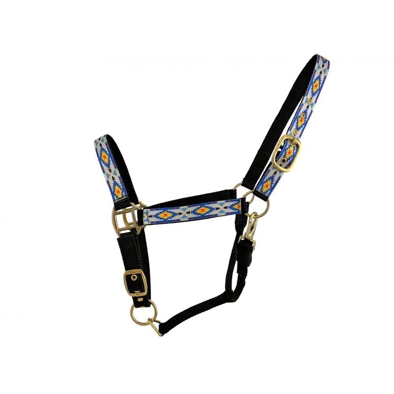 3ply Navajo Royal Blue Overlay Nylon Horse Sized Halter