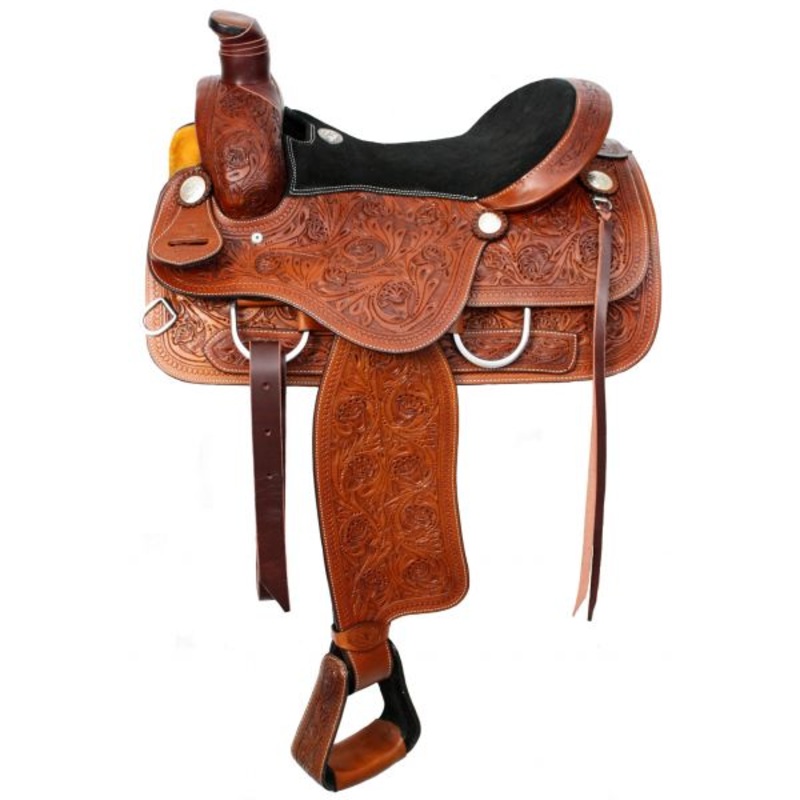 #649316: Double T Roper Style saddle with suede leather seat