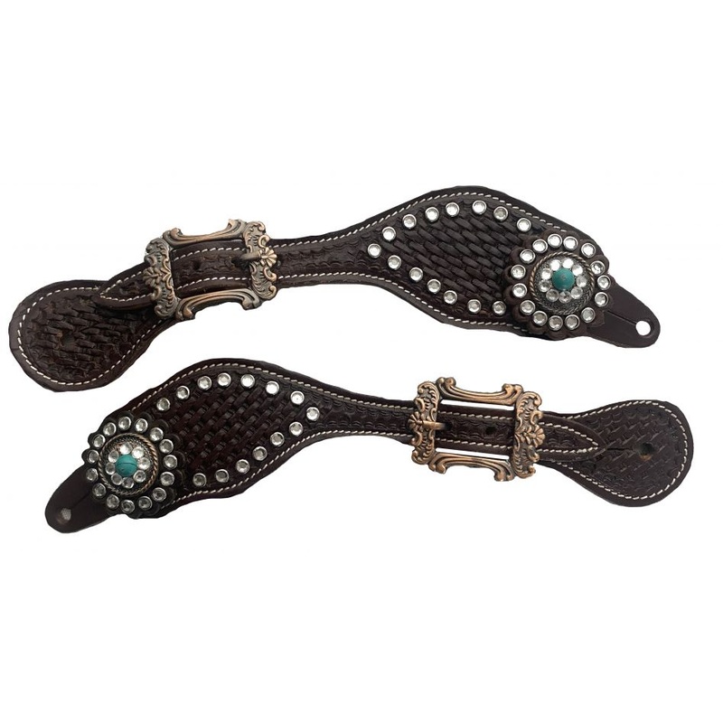 #SS-25: Showman  Youth basket weave tooled spur straps