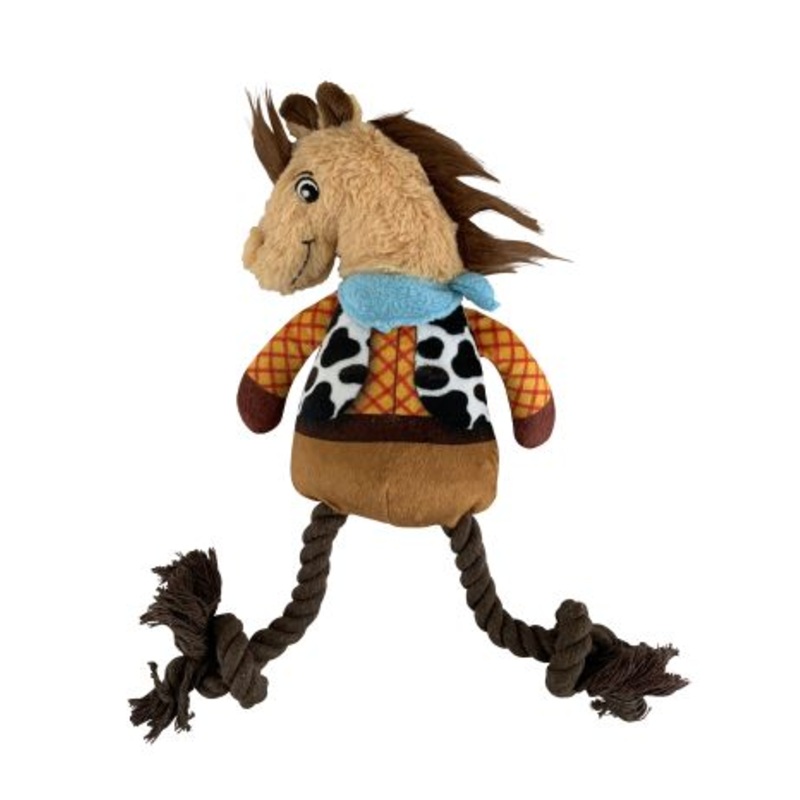 Western Plush Squeaky Dog Toy ~ Horse W/Rope