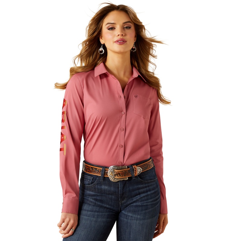 10062656 Ariat Women’s Team Kirby Stretch Long Sleeve Button Up Shirt – Mauvewood