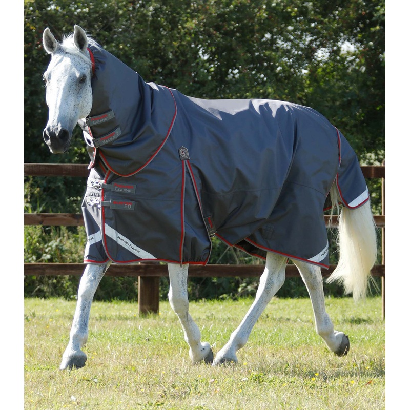Buster 50g Turnout Rug with Snug-Fit Neck Cover Grey
