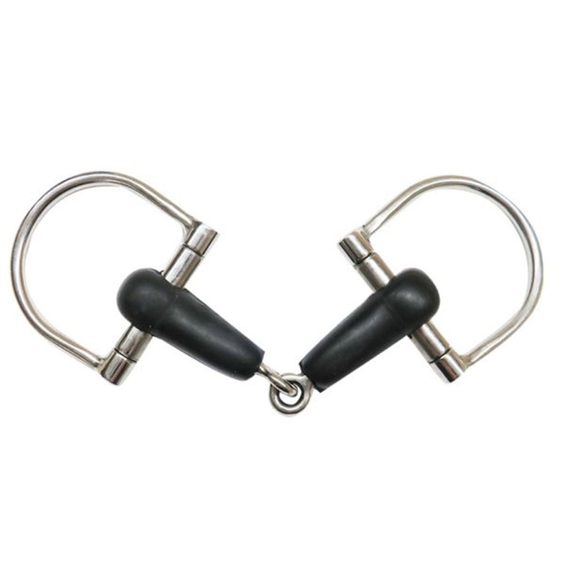 Showman Pony sized Stainless steel 4 rubber mouth D ring snaffle bit