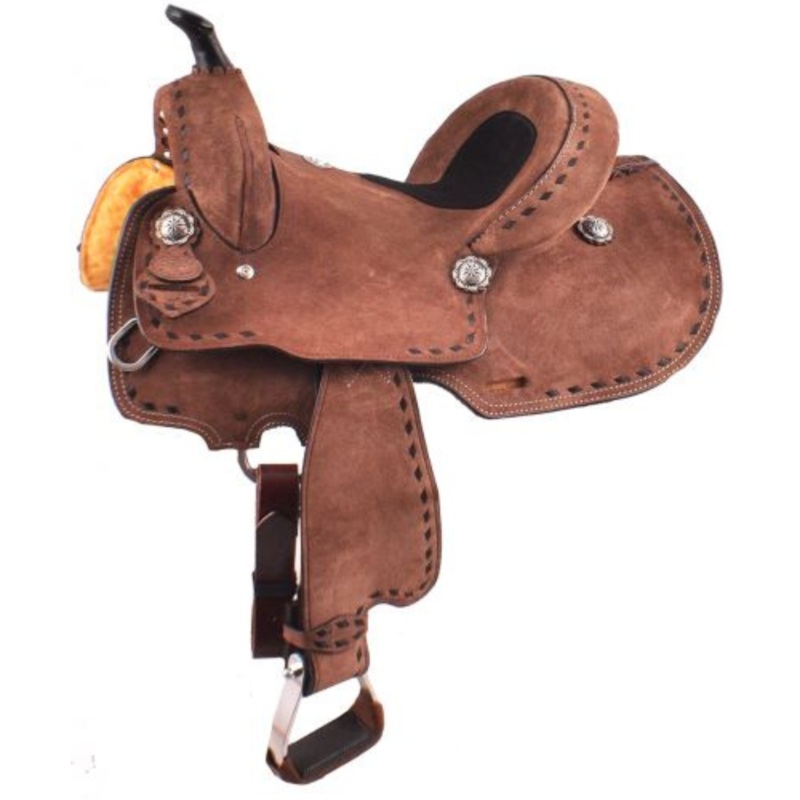 12″, 13″ DOUBLE T  YOUTH/PONY CHOCOLATE ROUGHOUT BARREL SADDLE