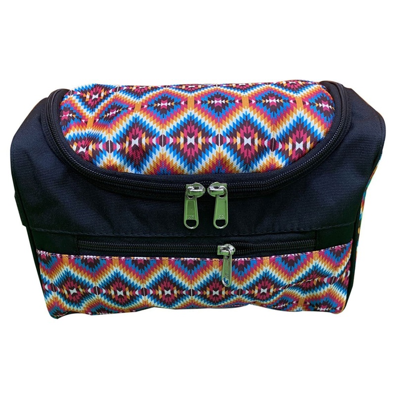 Showman Bright Pink Aztec Print Hanging Toiletry Bag – Blue/Pink/Orange/White