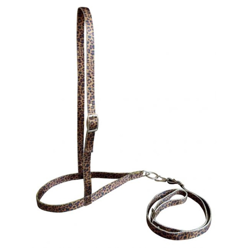 Showman   Premium nylon noseband and tiedown with Cheetah Print