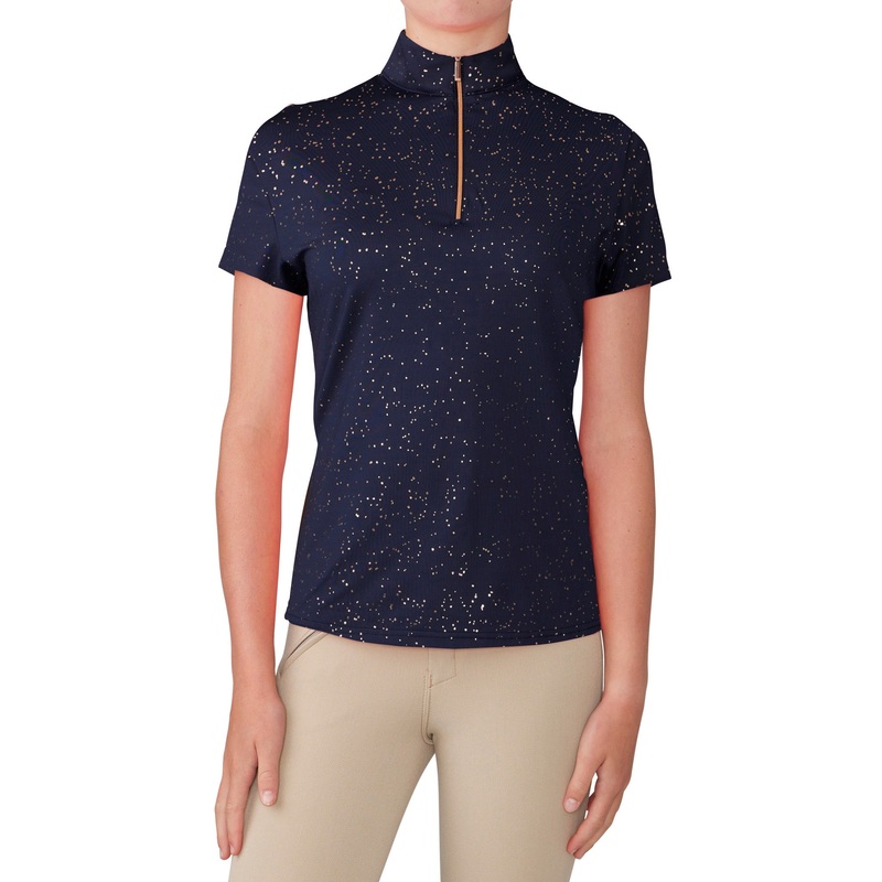 Kids’ Elegance Glitter Dot Sport Shirt Short Sleeve – Navy/Rose