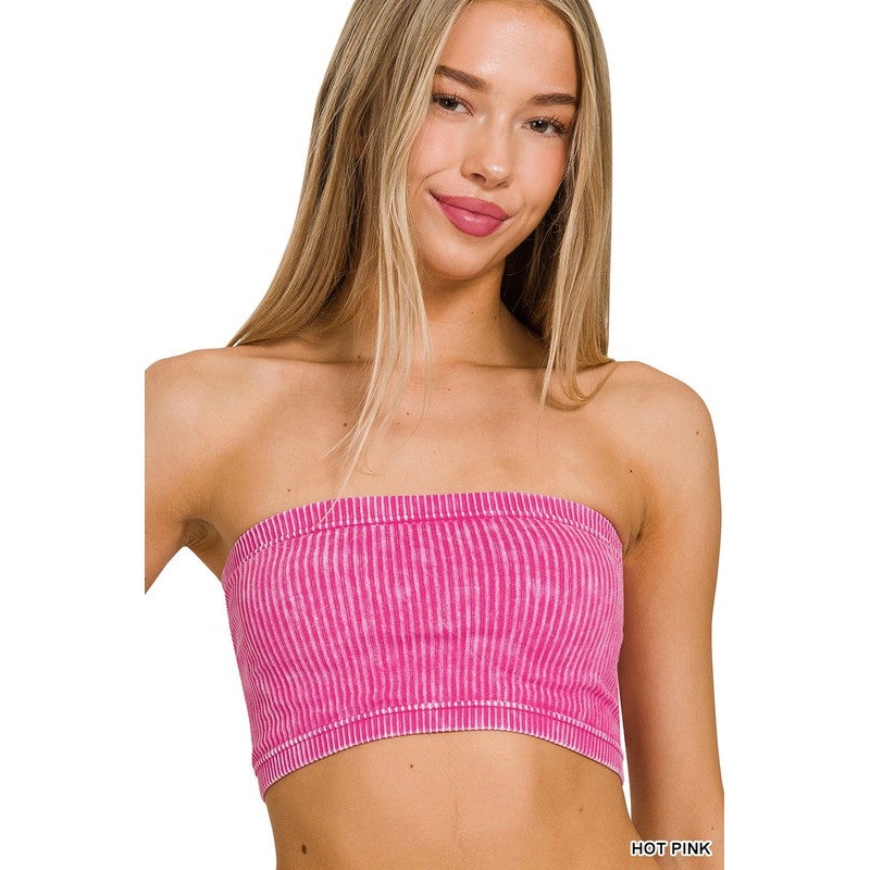 WASHED RIBBED SEAMLESS TUBE TOP