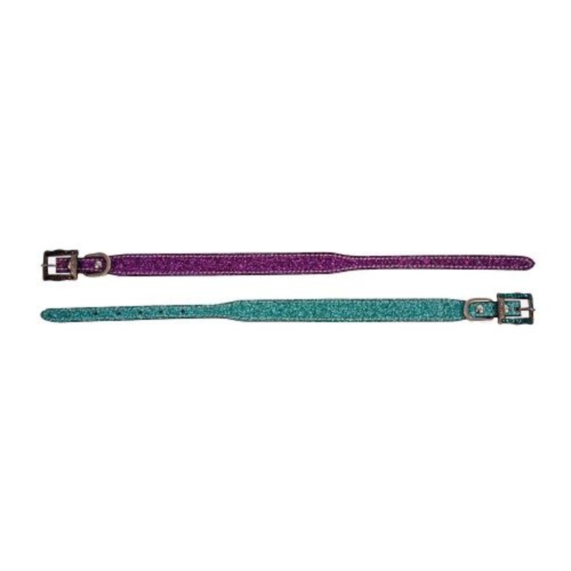 #27434: Showman CoutureGlitter overlay leather dog collar