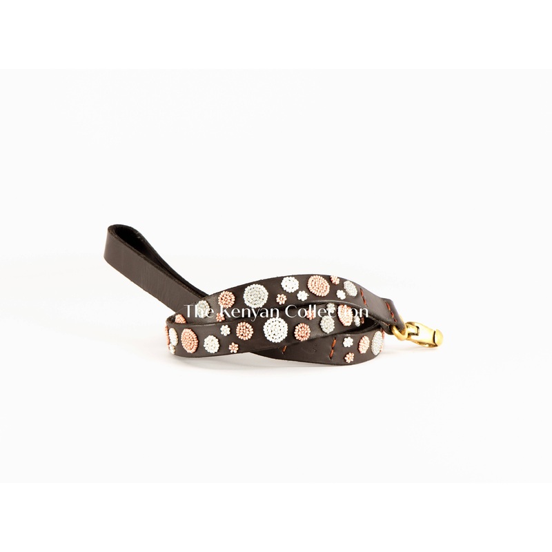 “Dots Pink” Beaded Dog Lead